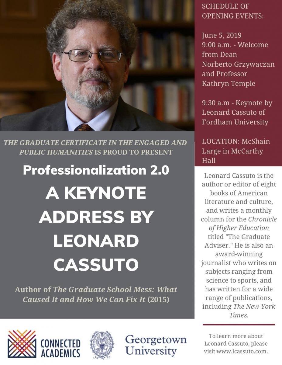 Leonard Cassuto Informational poster
