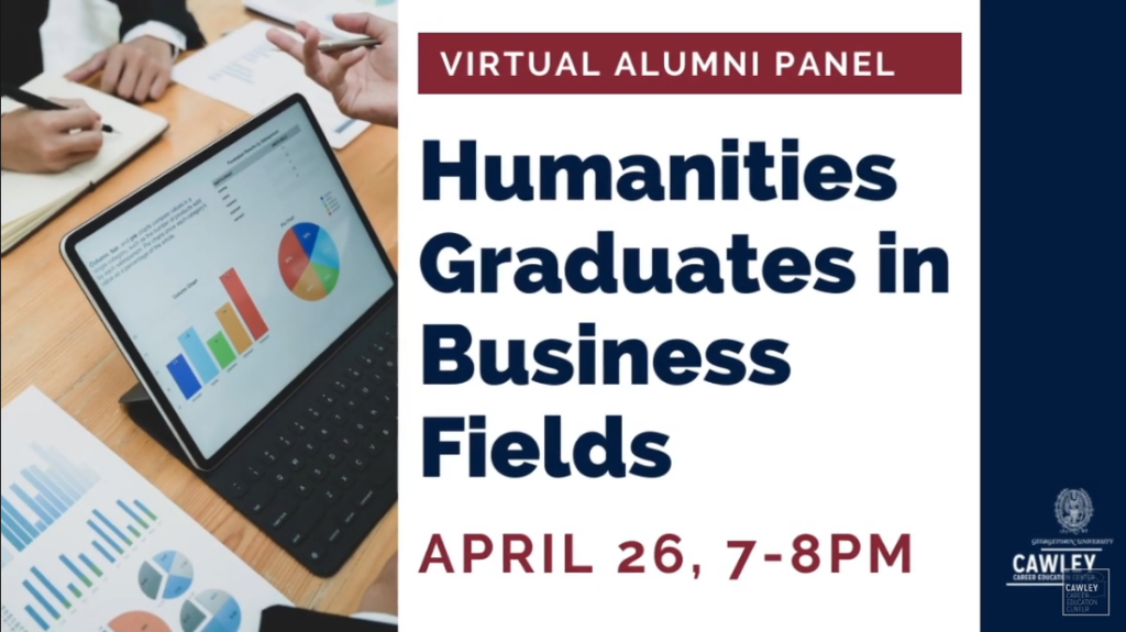 Humanities Graduates in Business Fields-Virtual Alumni Panel event banner