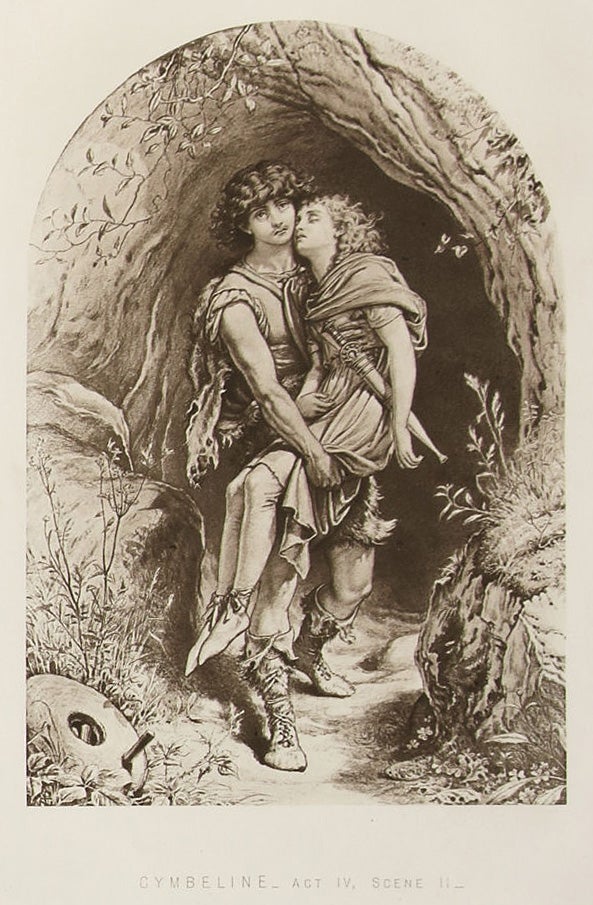 Arviragus as Cadwal, with Imogen as dead, bearing her in his arms. Illustration by Sir Joseph Noel Paton