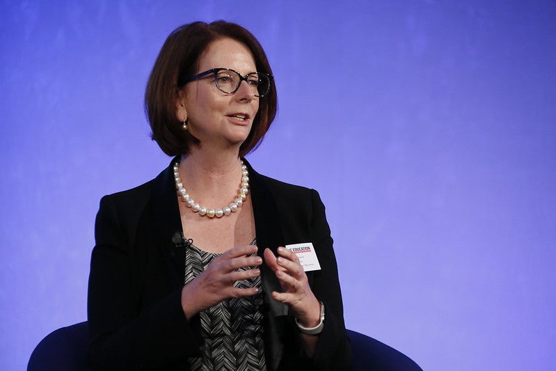 Julia Gillard, former prime minister of Australia, gave a lecture on the cultural transformation illustrated through women's changing roles in public life at Georgetown