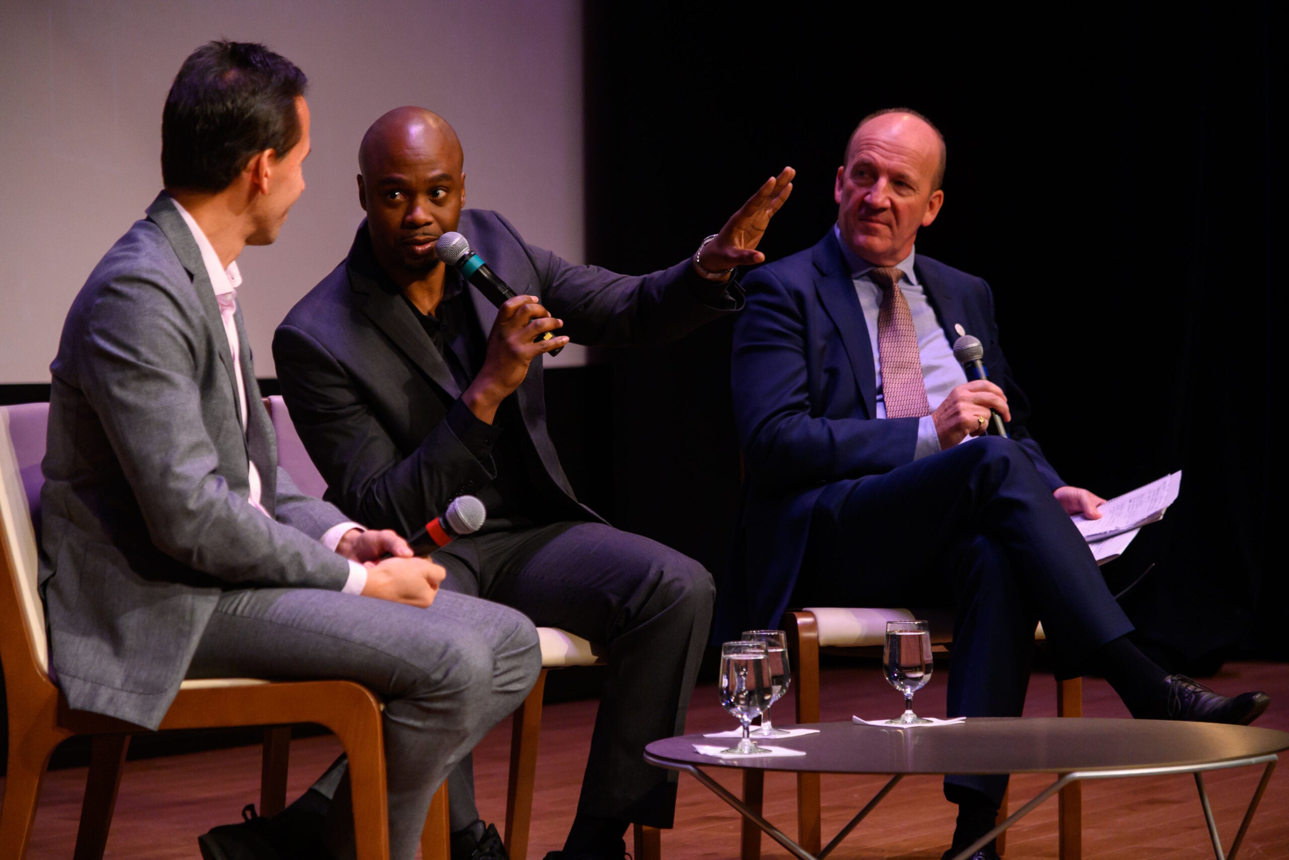 Panelists of the Sport at the Service of Humanity Georgetown Conference, hosted at DC's National Museum of African American History and Culture, included curator DAMION THOMAS, VALENTINO DIXON, an artist exonerated from wrongful conviction with the help of Georgetown's Prisons and Justice Initiative, and His Eminence CARDINAL GÉRALD CYPRIEN LACROIX, Archbishop of Quebec and Primate of Canada